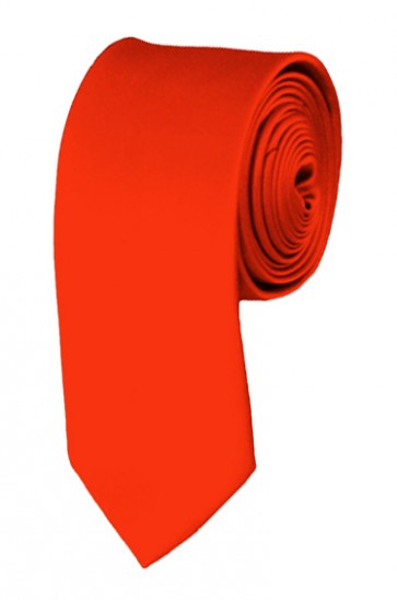 Skinny Coral Red Ties Solid Color 2 Inch Tie Mens Neckties