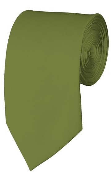 Slim Olive Necktie 2.75 Inch Ties Mens Solid Color Neckties