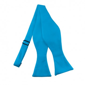 Solid Turquoise Blue Self Tie Bow Tie Satin Mens Ties