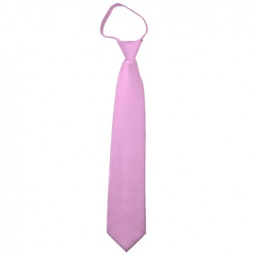 Solid Pink Boys Zipper Ties Kids Neckties