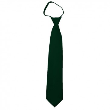 Solid Hunter Green Boys Zipper Ties Kids Neckties