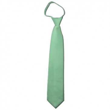 Solid Light Sage Boys Zipper Ties Kids Neckties