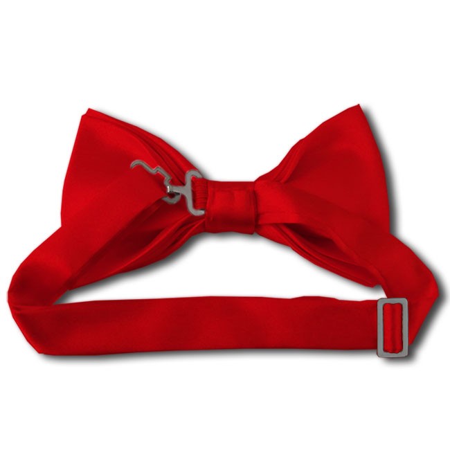 Solid red bow tie - Satin - Pre-Tied - Wholesale prices no minimums