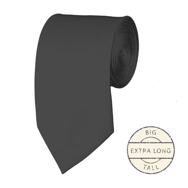 Extra Long charcoal ties - Satin - Pre-Tied - Wholesale prices no minimums