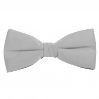 Silver Bow Tie Solid Pre-tied Satin Mens Ties