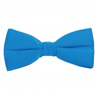 Peacock Blue Bow Tie Solid Pre-tied Satin Mens Ties