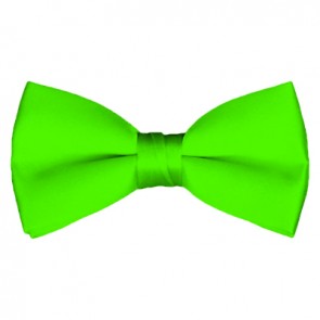 Solid Lime Green Bow Tie Pre-tied Satin Mens Ties
