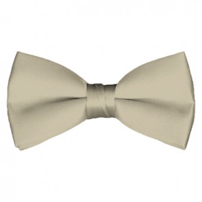 Solid Beige Bow Tie Pre-tied Satin Mens Ties