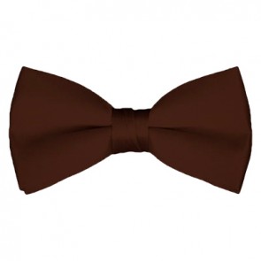 Solid Brown Bow Tie Pre-tied Satin Mens Ties
