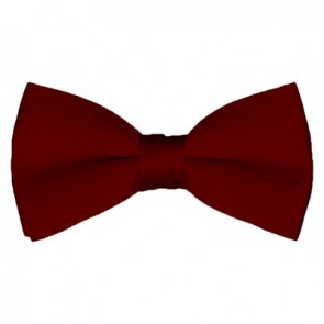 Solid Burgundy Bow Tie Pre-tied Satin Mens Ties