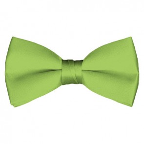 Solid Pear Green Bow Tie Pre-tied Satin Mens Ties