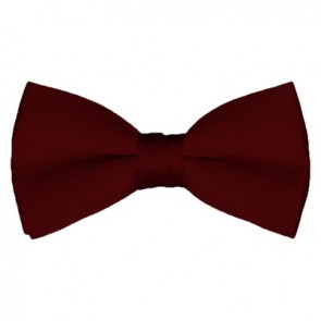Solid Maroon Bow Tie Pre-tied Satin Mens Ties