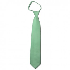 Solid Light Sage Boys Zipper Ties Kids Neckties