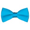 Solid Turquoise Blue Bow Tie Pre-tied Satin Mens Ties